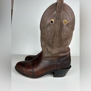 Double H Two-Tone Brown Leather Cowboy Boots SIZE 12